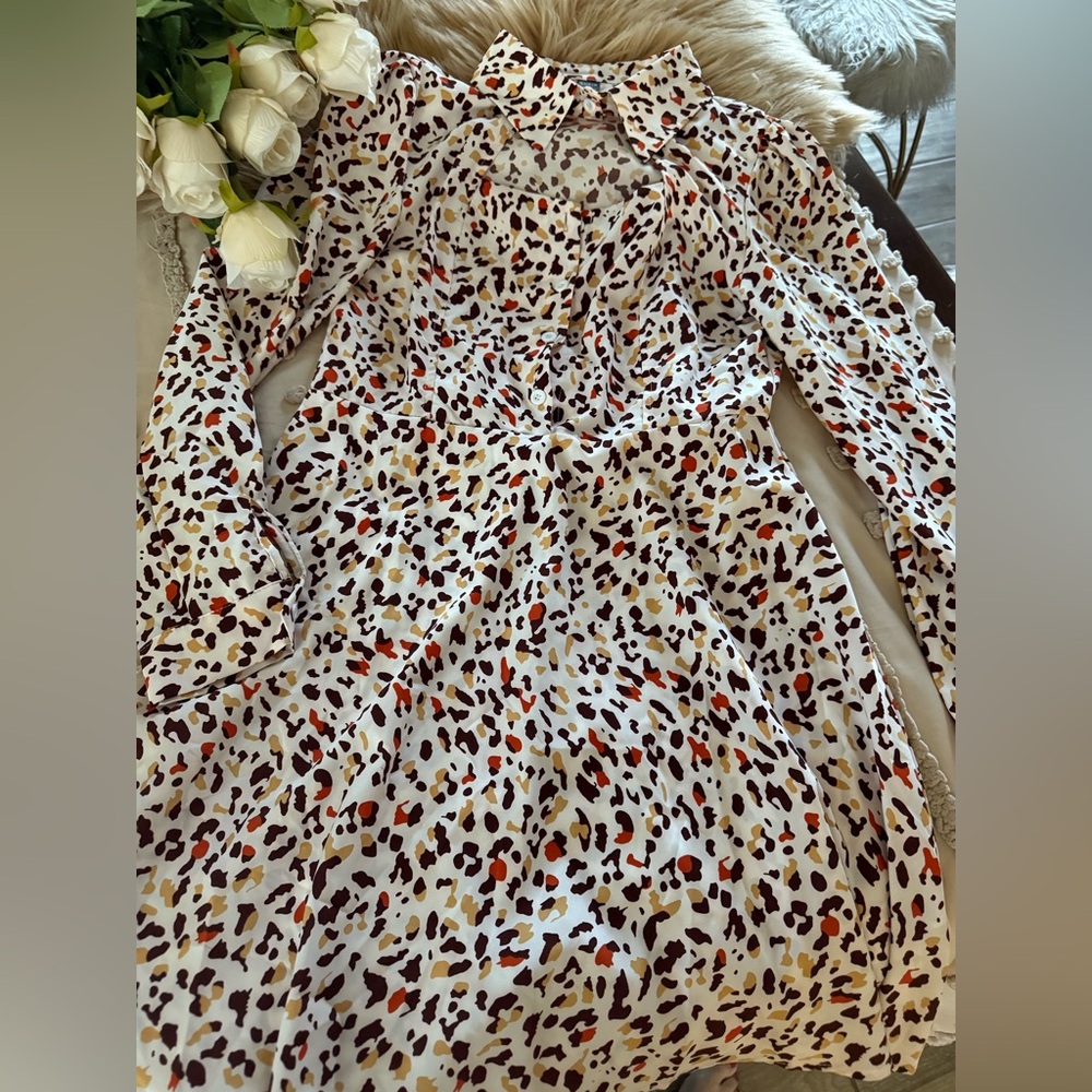 Stylish Multicolor Leopard Print Dress - Picture 3 of 3